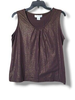 Sag Harbor Shimmer Brown Scoop-Neck Tank - Size Large